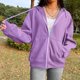 thumbnail image 5 of Chaqueta Sudadera básica para mujer, corte holgado, con capucha, estilo informal, con cremallera, ropa de calle, traje Cgtredaw Púrpura L para Mujer, 5 of 6