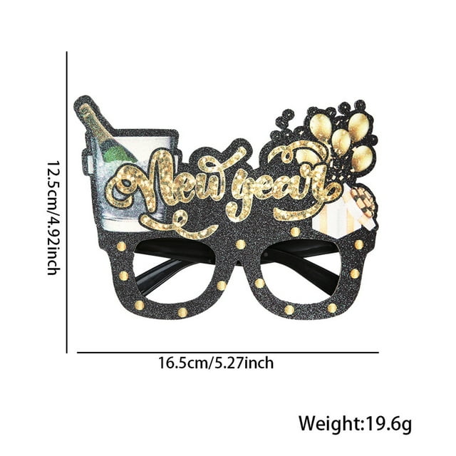 Tignapoo 2025 New Year Party Glasses - Black & Gold Frame for Festive Celebrations, Photo Props, and Champagne Balloon Theme Accessories