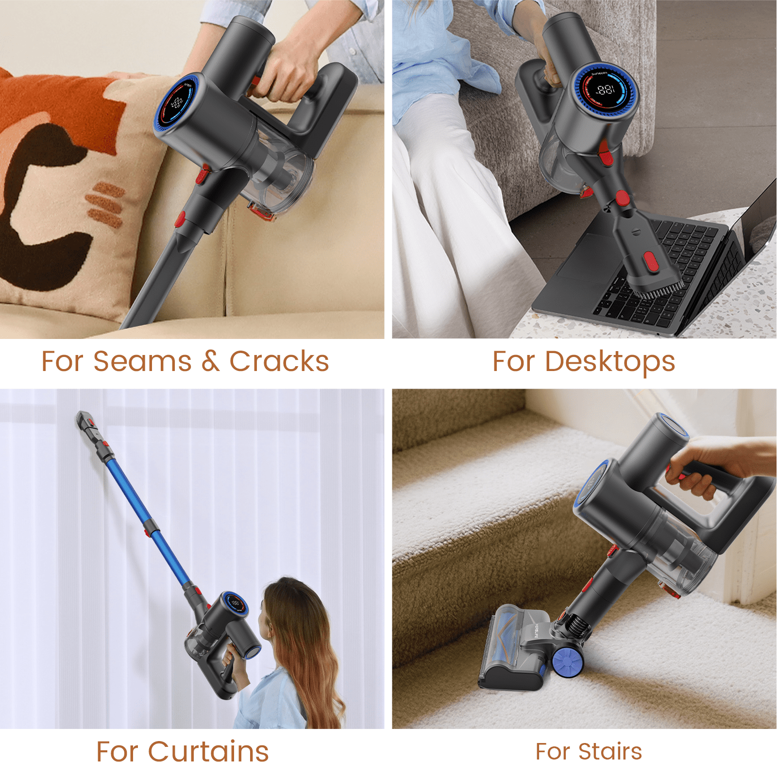 VersLife, Cordless Vacuum Cleaner, 6-in-1, with Green LED Light