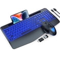thumbnail image 1 of Wireless Keyboard and Mouse Backlits, Wrist Rest, LED Mouse, Rechargeable Ergonomic Keyboard with Phone Holder, Silent Light Up Combo for Computer, M, 1 of 8
