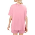 thumbnail image 5 of qolati Pajamas Sets for Women 2 Piece Basic Crewneck Pjs Short Sleeve T-Shirts and Shorts Sleepwear Set Summer Soft Pajama Casual Lounge Sets, 5 of 8