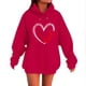 thumbnail image 2 of RKSTN Valentine Gift Woem's Valentines Heart Print Hoodies Plus Size Drawstring Hooded Sweatshirt Top Womens Casual Solid Overszied Graphic Printed Loose Comfy Hood Fall Spring Clothes, 2 of 6