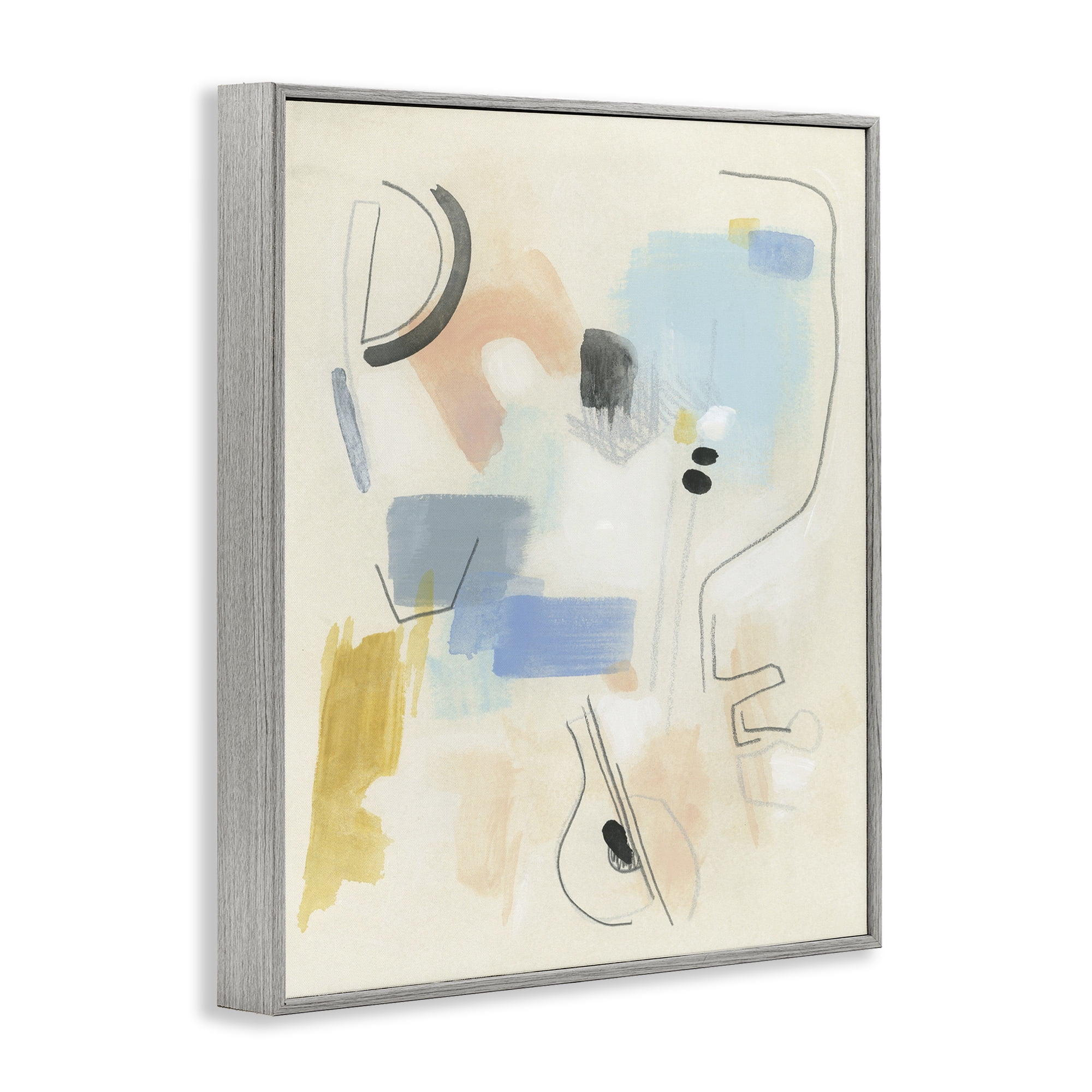 Stupell Industries Modern Scribble Abstraction Abstract Painting Gray Framed Art Print Wall Art, 24 x 30