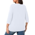 thumbnail image 5 of Trgacdwlo XL-5XL 1776-2026 250 Anniversary USA Shirt Letter Flag Print 3/4 Sleeve Plus Size Shirts for Women Independence Day Freedom 4th of July Shirts for Women, 5 of 5