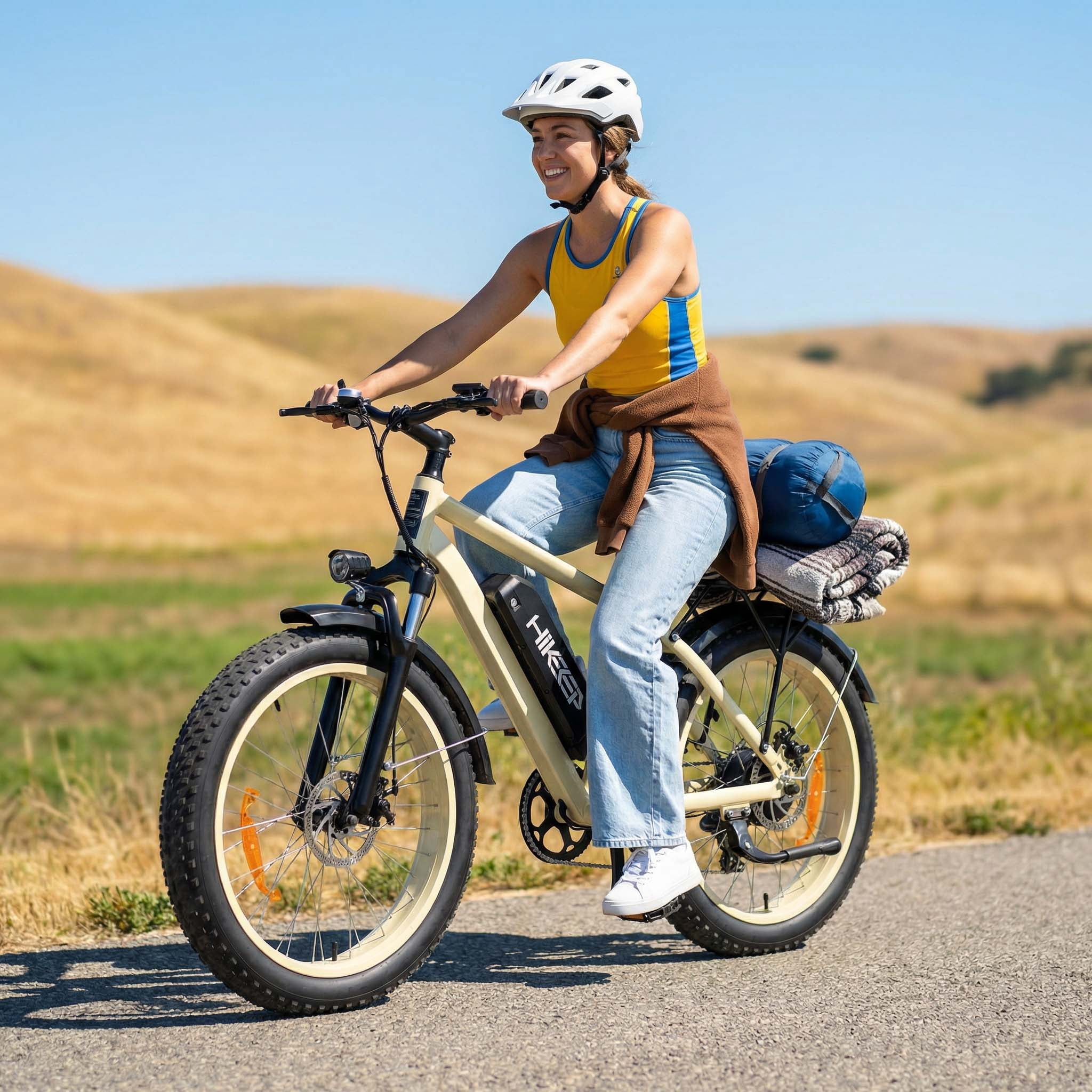 26 Inch 750W 1500W Electric Bike, 48V 15.6Ah Removable Battery, 26x4 Fat Tire Mountain Ebike, UL2849, Beige