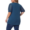 thumbnail image 3 of Agnes Orinda Women's Plus Size Tops V Neck Swiss Dots Puff Sleeve Casual Blouses Tee 4X Dark Blue, 3 of 6