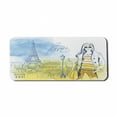 thumbnail image 1 of Paris Computer Mouse Pad, Paris Theme Eiffel Tower and Hand Drawn Vintage Picture of Girl Print, Rectangle Non-Slip Rubber Mousepad X-Large, 35" x 15" Gaming Size, Yellow Slate Blue, by Ambesonne, 1 of 2