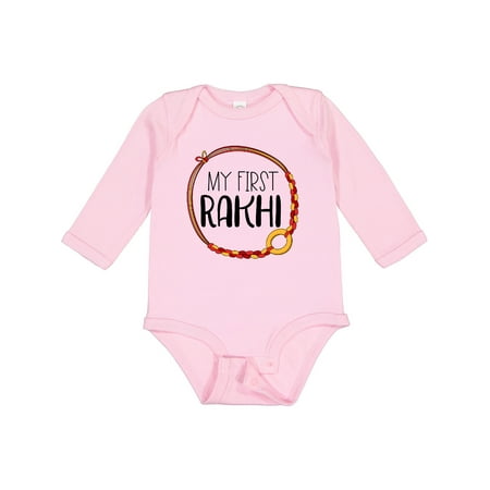 

Inktastic My 1st Rakhi Bracelet Raksha Bandhan Red and Gold Bracelet Gift Baby Boy or Baby Girl Long Sleeve Bodysuit