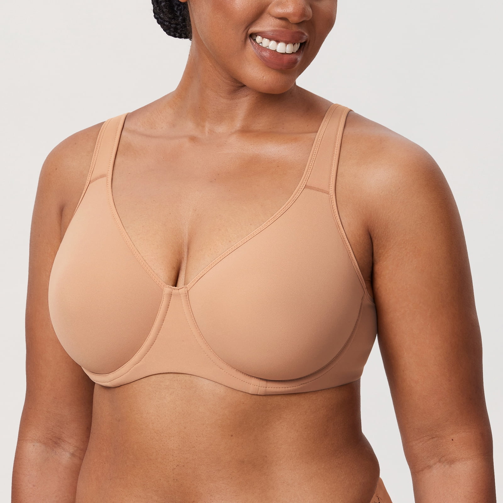 DELIMIRA Women's Inbarely Plus Full Coverage Bra Plus Size Underwire Unlined Seamless Bras