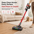 thumbnail image 3 of Cordless Vacuum Cleaner, 600W 50KPa Stick Vacuum for Home Hardwood Floor Carpet Pet Hair, 4-in-1 Lightweight Handheld Vacuum with LED Brush, 60 Min Runtime, Self-Standing, Red, 3 of 8