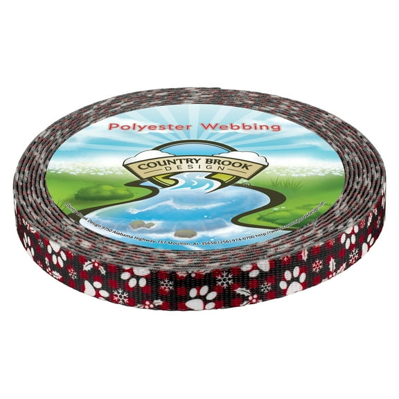 Country Brook Design® 5/8 inch Christmas Plaid Polyester Webbing, 10 Yards