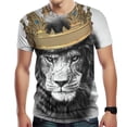 thumbnail image 2 of Lion King Men's Shirt Lion Head Wearing Crown Domineering White T-Shirt, 2 of 5