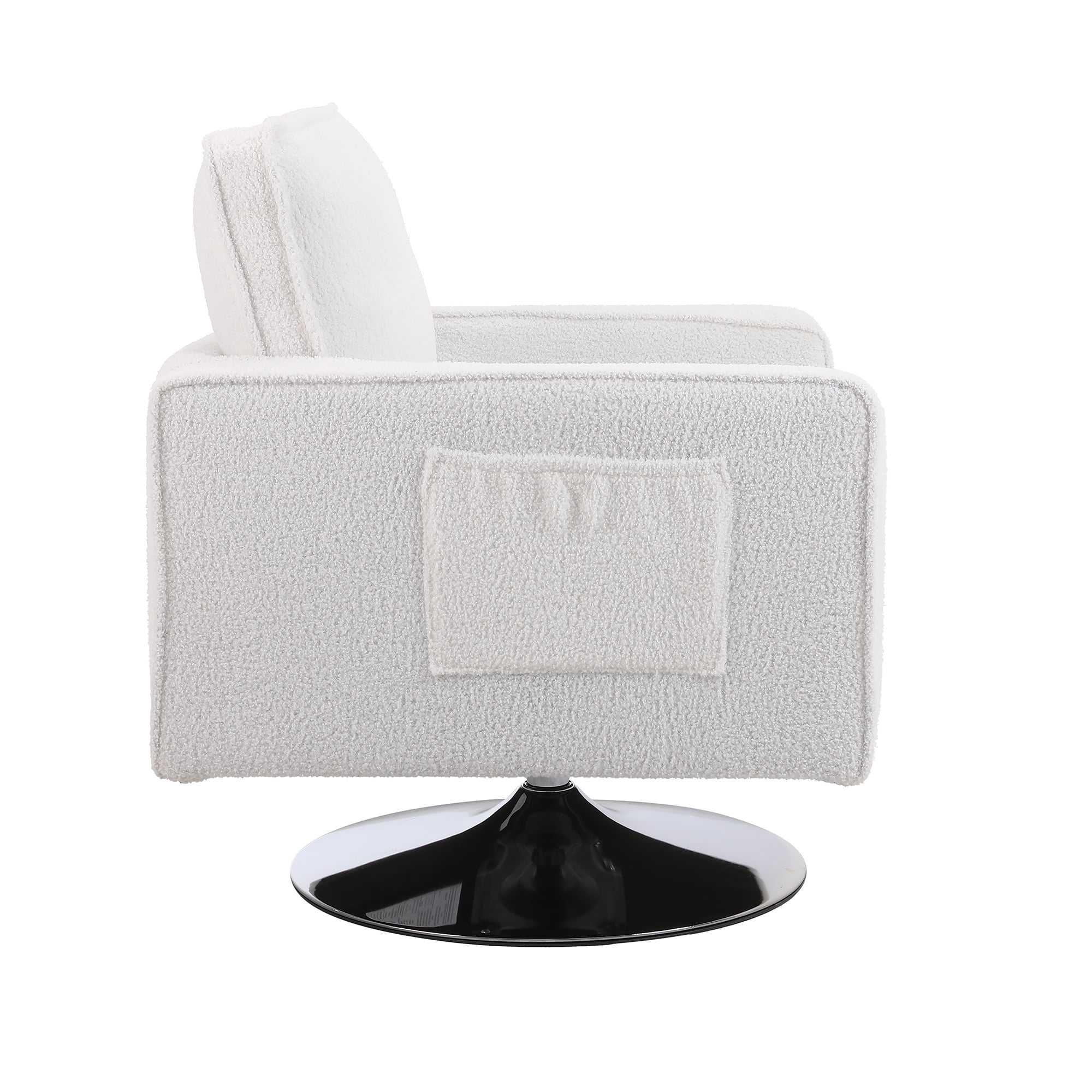 Kadyn Modern Teddy Fabric Swivel Accent Chair with 360 Degree Swiveling for Living Room, White
