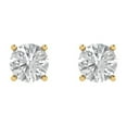 thumbnail image 3 of 14K Solid Gold Push Back Stud Earrings for Women | 1.5 cttw Round Cut Simulated Diamond | Yellow Gold, 3 of 5