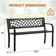 NiamVelo Patio Park Garden Bench Outdoor Metal Benches, 400 lbs Cast Iron Steel Frame Chair with PVC Mesh Pattern - for Park Yard Front Porch Path Yard Lawn Decor Deck Furniture, Black