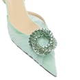 thumbnail image 3 of XYD Women Crystal Pointed Toe Slingback Pumps Gauze Mesh Low Heel Shoes Gorgeous Prom Wedding Sandals Size 5.5 Green, 3 of 4