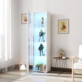 thumbnail image 3 of DEALTOPS Modern Display Cabinet with LED Lights, Lighted Glass Curio Cabinet with Glass Shelves, White, 3 of 9