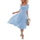 thumbnail image 4 of SAYOO Vestido largo de verano para mujer, manga corta, cuello cuadrado, sin espalda, vestido de lunares suizos SAYOO  Vida cotidiana, 4 of 6
