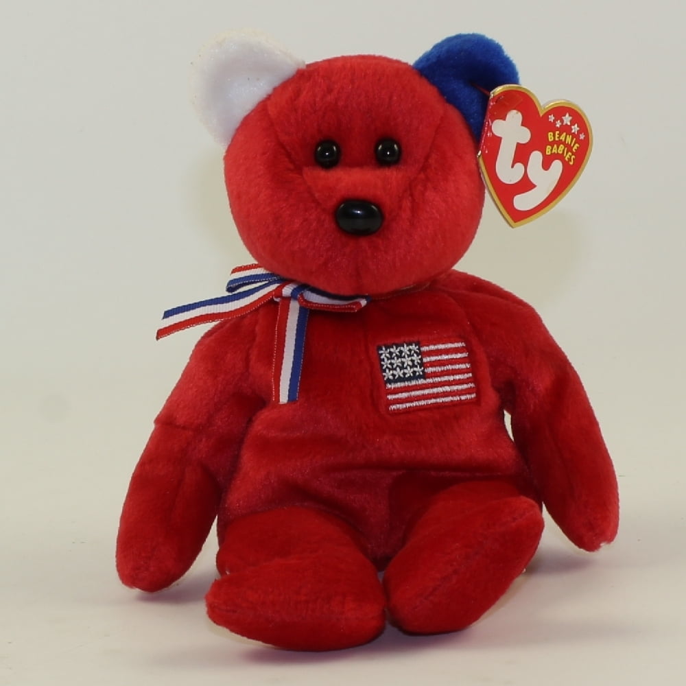 TY Beanie Baby AMERICA the Bear (Red Exclusive) *EARS
