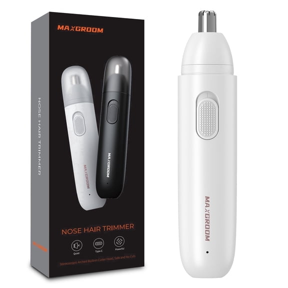 Ear & Nose Hair Trimmer for Men Women - Rechargeable Hair Trimmer with Dual Edge Blades, Professional Hair Removal Tool(White)