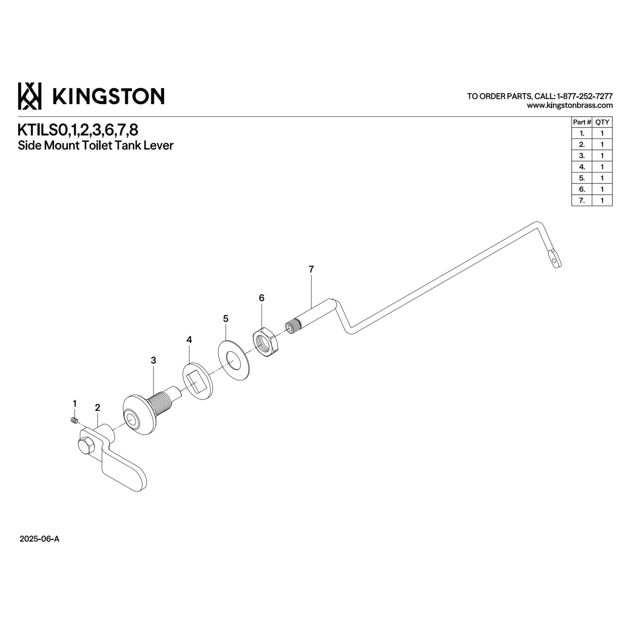 Kingston Brass KTILS0 Convergent Side Mount Toilet Tank Lever in Matte Black