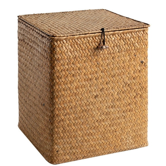 Niceauty Large Light Brown Straw Woven Storage Basket with Lid Multipurpose for Home