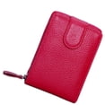thumbnail image 3 of Guardurnaity Cartera de órgano de cuero para hombre y mujer, bloqueo de identificación, tarjeta de crédito, RFID, bloqueo de identificación, Envolturas para manijas de equipaje Rosa roja, 3 of 6