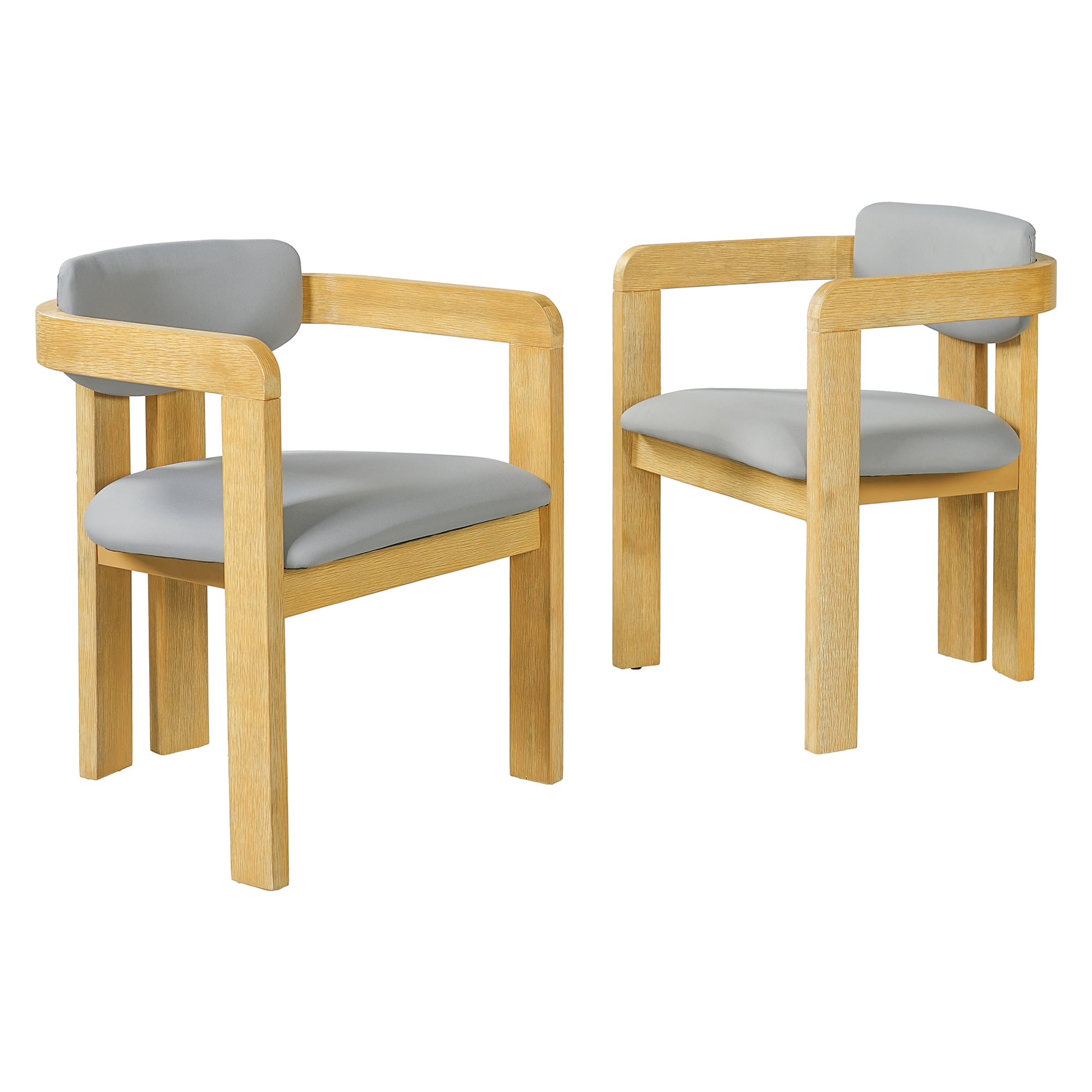 Mintazer Outdoor Modern Armchairs Set of 2, Patio Dining Chairs with Cushions for Patio, Garden, Balcony & Backyard, Natural & Beige