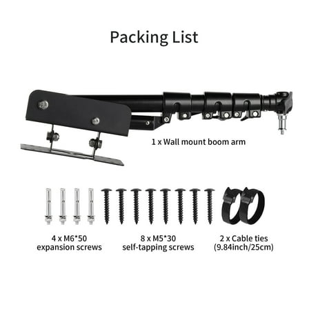 39" Wall Mount Triangle Boom Arm Stand For Studio Softbox Ring Light