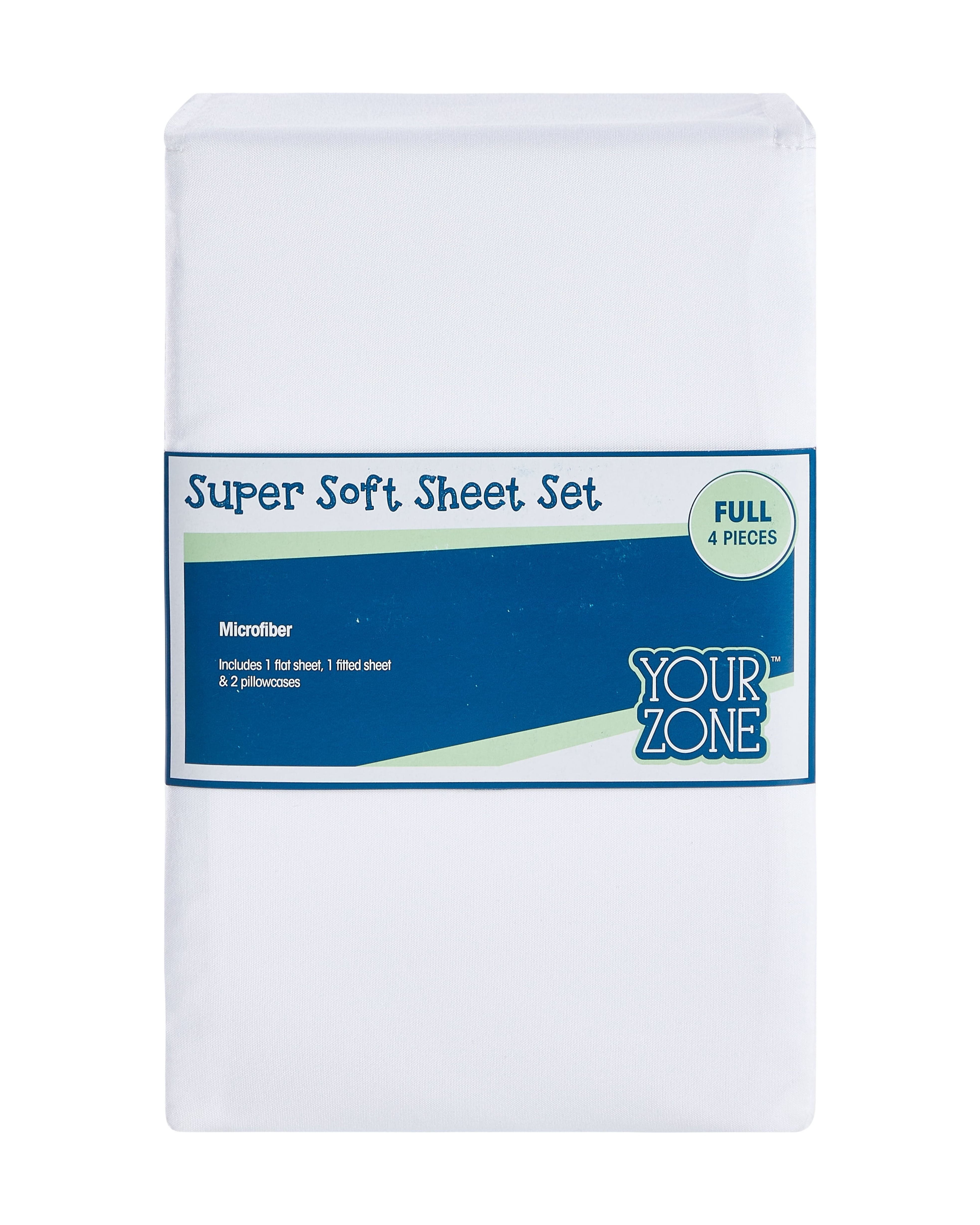 Your Zone Kids Soft Microfiber Sheet Set, White, Full, 4 Pieces, Easy Care