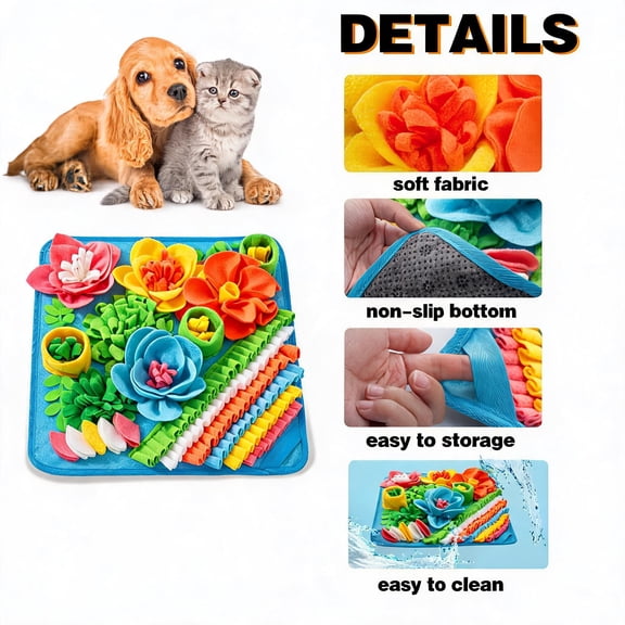 Snuffle Mat for Dogs, Interactive Feeding Mat for Small Medium Dogs, Puppy Snuffle Mat for Slow Feeder Treat,Stress Relief & Foraging Skills