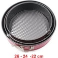 thumbnail image 3 of [3-Set] Baking Round Pan Set 22-24-26 cm, Non-Stick Mold, Quick Springform Release Latch, Removable Waffle Texture Bottom, Aluminum Made, Lively Pink Color, 3 of 8