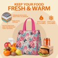 thumbnail image 5 of Pioneer Flower Floral Print Pattern Insulated Lunch Bag for Women & Adults,Large Portable Soft Cooler Lunch Bag,Thermal Food Storage Tote with Pearl Cotton,8.66L,8.75x5.75x9.5 Inch, 5 of 6
