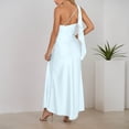 thumbnail image 2 of Telankuip 2025 Satin One Shoulder Maxi Dress for Women Summer Silk Formal Elegant Backless Ruffle Sleeveless Wedding Guest Dresses Casual Comfort Stylish Party Outfits Blue L, 2 of 6