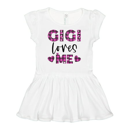 

Inktastic My Gigi Loves Me Hearts in Pink Plaid Girls Baby Dress