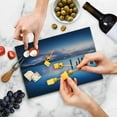thumbnail image 4 of Nature Cutting Board, Wooden Pier Tops Remain in Lake with Sunset Mirror Image out Different Perspectives, Decorative Tempered Glass Cutting and Serving Board, Small Size, Royal Blue, by Ambesonne, 4 of 5