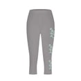 thumbnail image 4 of ClodeEU Women's Print Stretch Tight Capri Pants,Elastic Low Waist Knee Length Yoga Pants Gray 09,Womens Plus S, 4 of 4