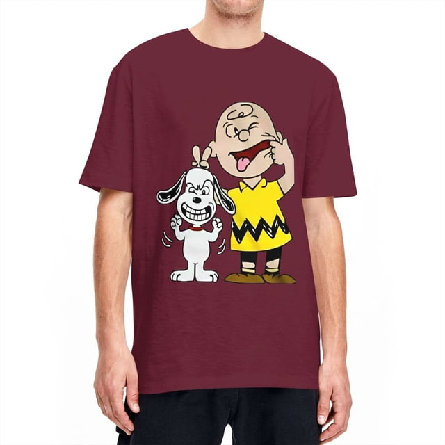 Camiseta para hombre, camisetas de Peanuts, Charlie Brown y Snoopy, camisetas de verano con dibujos animados de Harajuku, camisetas estéticas de algodón de talla grande