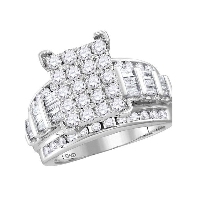 14kt Or Blanc Femmes Rond Diamant Cindys Rêve Cluster Mariée Bague de Fiançailles 4.00 Cttw