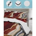 thumbnail image 4 of Quilts Twin Size, Red Marble Soft Comforter Bedding Set for Bed, Grey Gold Texture Vintage Farmhouse Art Lightweight Quilted Bedspread with Pillow Cover(2 Pieces) for All Season, 68x86 Inch, 4 of 6