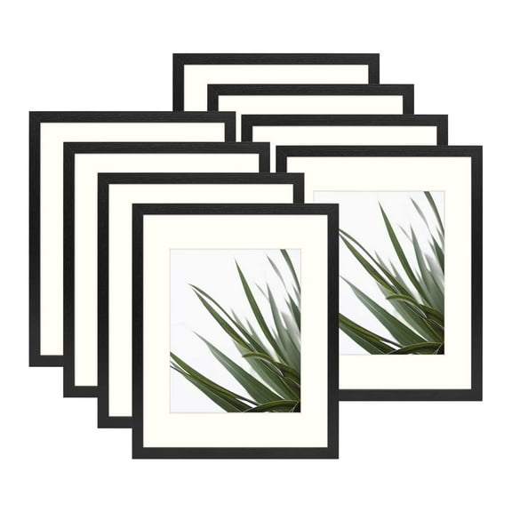 Golden State Art 11x14 Frame with Ivory Mat for 8 x 10 Photos, Wood Finish Style, Pack of 8
