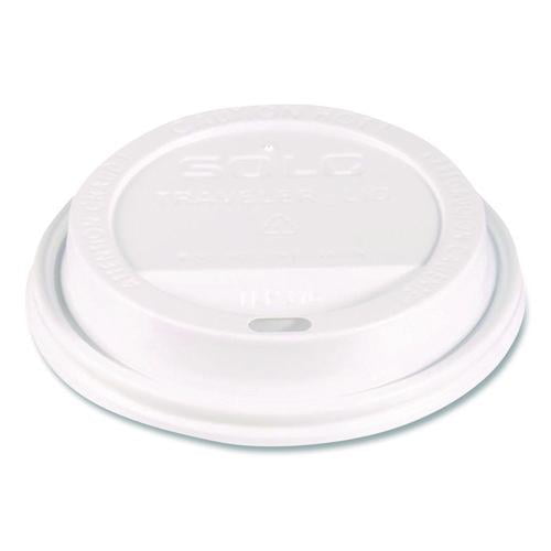 Traveler Hot Cup Lids, Fits 12 oz to 16 oz Hot Cups, Plastic, White, 100/Pack | Bundle of 2