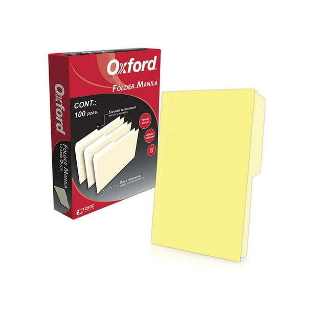 Fólder Manila Oxford Tamaño Oficio Color Amarillo 100 Piezas