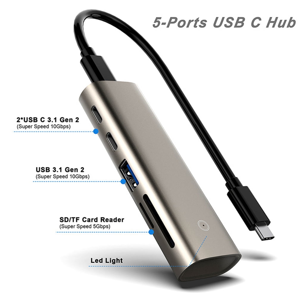Tizuqe USB Hub 6 Port USB 3.1 Gen2 Data Hub Power Adapter USB Docking Station Splitter