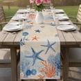 thumbnail image 4 of Navy Blue Starfish Coastal Table Runner 70 Inches, Nautical Coral Summer Beach Ocean Bed Runner Dresser Scarves Tabletop for Indoor Outdoor Parties/Ceremony/Banquet, 13" x 70", 4 of 9