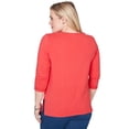 thumbnail image 2 of Alfred Dunner Womens Petite Tonal Embroidered Split Neck Top, 2 of 4