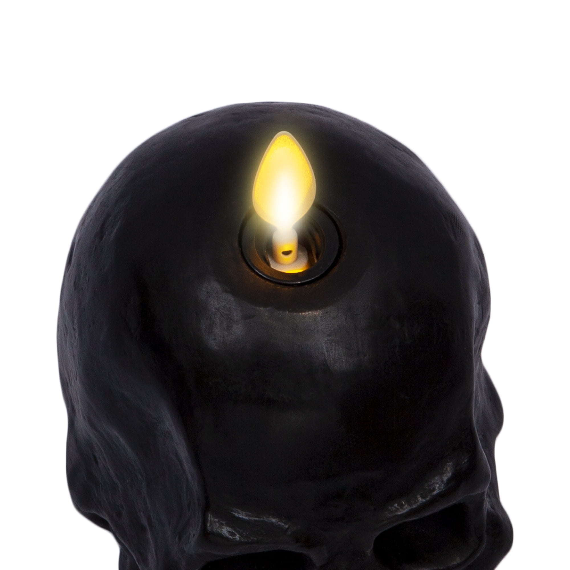 Luminara - Black Flameless Candle Skull - Unscented - 3.75" x 4.25"