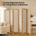 thumbnail image 6 of Jostyle 6 Panel Room Divider Privacy Screen - Foldable Partition with Natural Paulownia Wood Frame, Diamond Pattern Non-Woven Fabric for Living Room, Bedroom, Office Espresso & White, 6 of 11