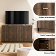 thumbnail image 5 of FURNIWAY Walnut 6 Drawer Dresser for Bedroom, 55 Inch Wide Modern Chest of Drawers with Fluted Wood Front and Gold Metal Handles for Living Room Hallway, 5 of 8