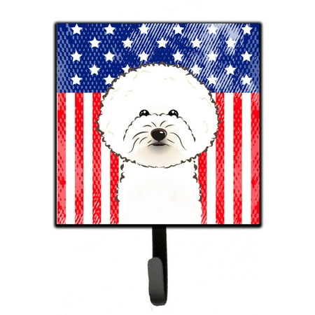 

Carolines Treasures BB2147SH4 American Flag and Bichon Frise Leash or Key Holder 7Hx4.25W multicolor
